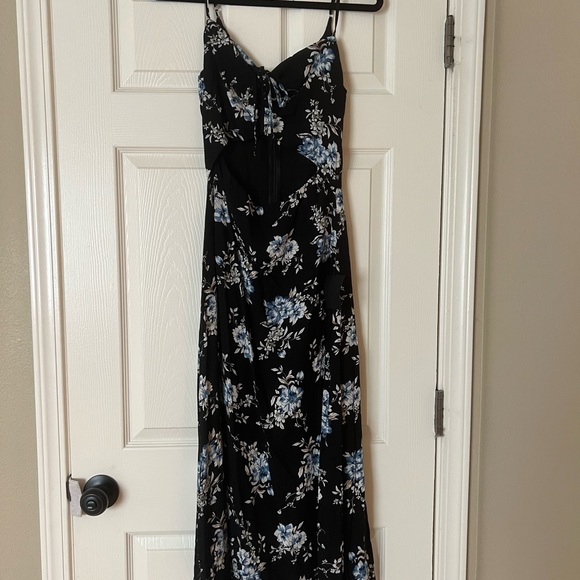 Lulus Sweetest Vision Black Floral Print Cutout Midi Dress - Picture 7 of 7